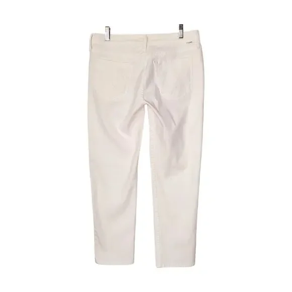 Mother The Dropout Straight Crop Jeans Glass Slipper Wash White Denim Size 27 - Picture 2 of 10